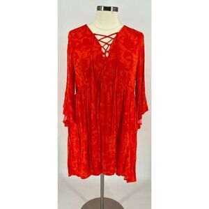Torrid - Floral Mini Dress With Ruffled Sleeves & Lace-Up Neckline (size 2 or 18